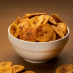 Jaambu Kerala Nendran Banana Chips, Ripe & Sweet in a ceramic bowl