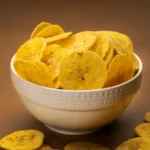Jaambu Kerala Nendran Banana Chips, Sour Cream in a ceramic bowl